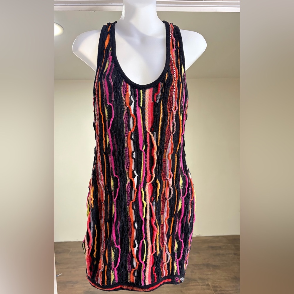 COOGI Black Multicolor Textured Mini Dress